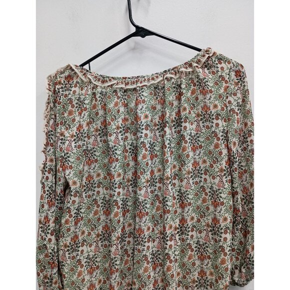 Max Studio Womens BOHO Cottagecore Top Small Floral Ruffle Cold Shoulder - Picture 11 of 11